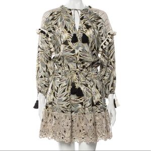 Alexis Printed Dress with Crocheted Detail Size XS